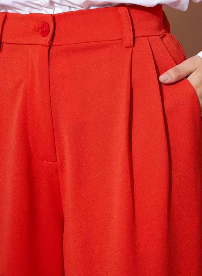 SASSAFRAS Fold Pleat Wide Leg Pants with Belt Loops by Styli
