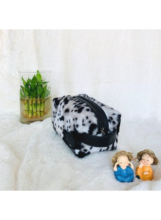 STRUTT Fur Toiletry kit, Jewellery Bag, Cosmetic Pouch, Make up Pouch, Medium Sized II Spacious II Lightweight II Stylish DOPP kit for Women (Black & White) - Image 5