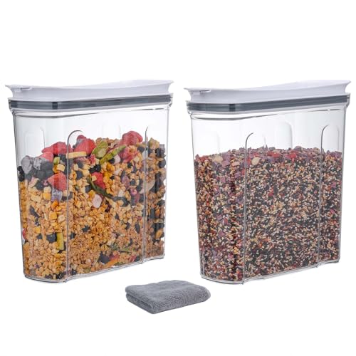 FreshKeeper Cereal Containers Storage Set Airtight Food Storage Container with Lid 35L2PCS BPAFREE Plastic Pantry Organization Canisters for Rice Cereal Flour Sugar Dry Food in Kitchen