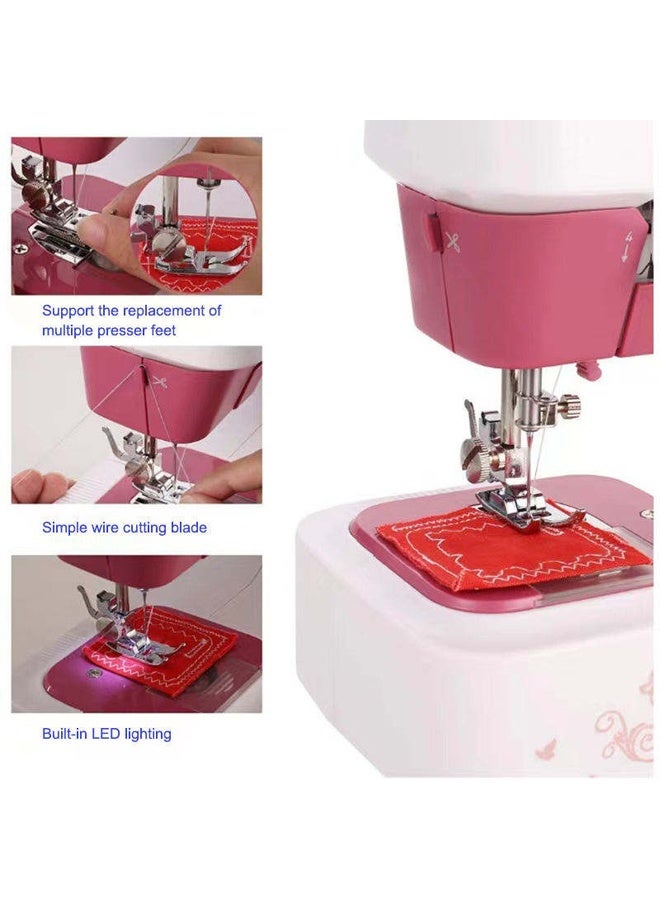 يلا جوي ماكينة خياطة كهربائية محمولة، إبرة مزدوجة وخيط مزدوج، 12 نوعًا من الغرز، ماكينة خياطة منزلية (أبيض/وردي) - Image 5