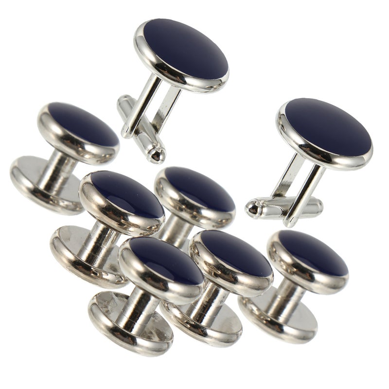 8pcs Links Mens: Round And Shirt Set For Men - French Style Tuxedo Links Jewelry For Business Wedding - Image 3