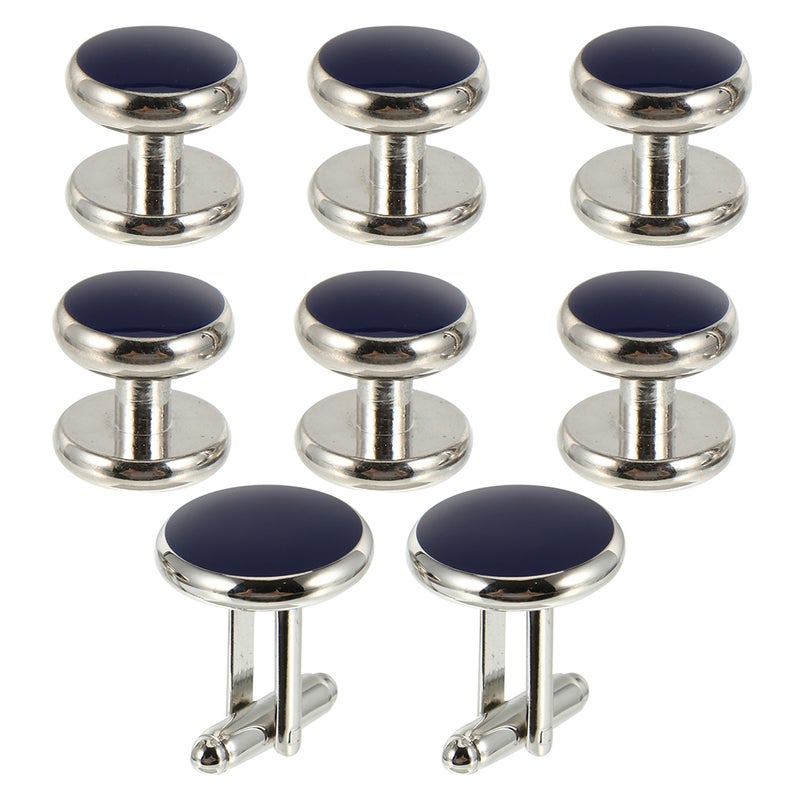 8pcs Links Mens: Round And Shirt Set For Men - French Style Tuxedo Links Jewelry For Business Wedding - Image 5