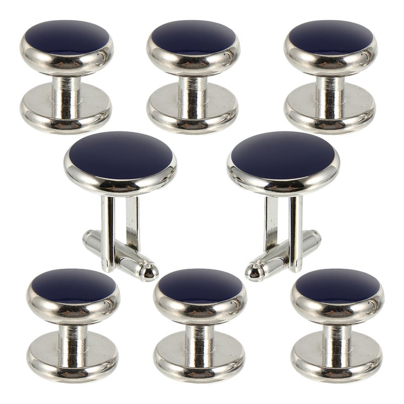 8pcs Links Mens: Round And Shirt Set For Men - French Style Tuxedo Links Jewelry For Business Wedding - Image 2