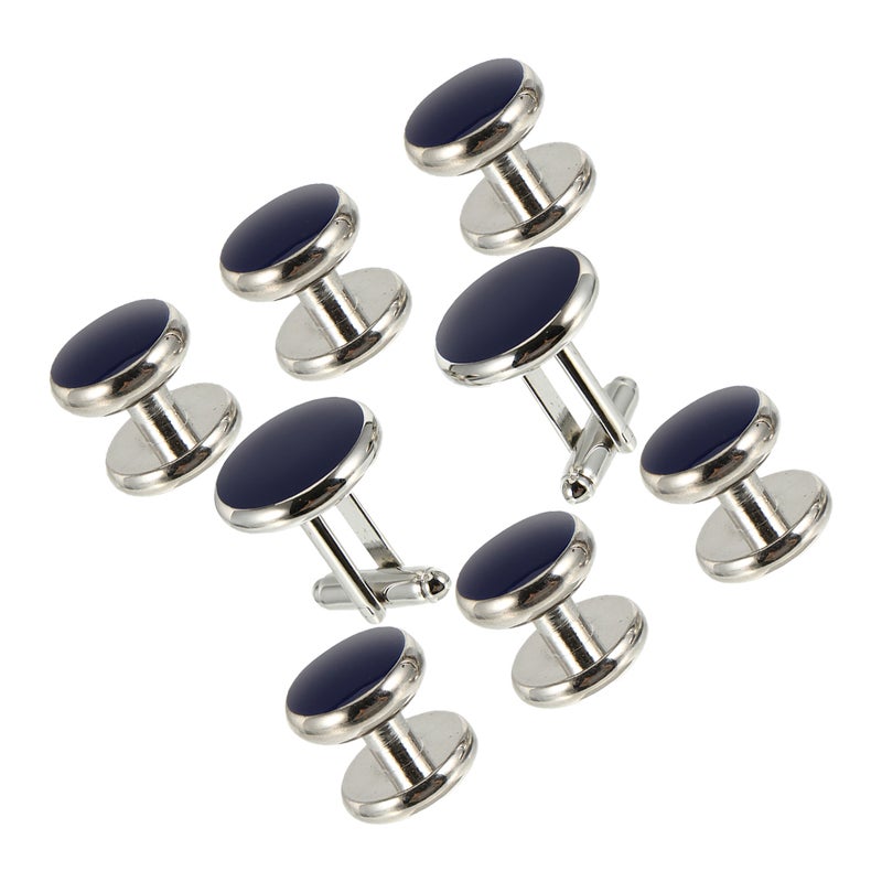 8pcs Links Mens: Round And Shirt Set For Men - French Style Tuxedo Links Jewelry For Business Wedding - Image 1