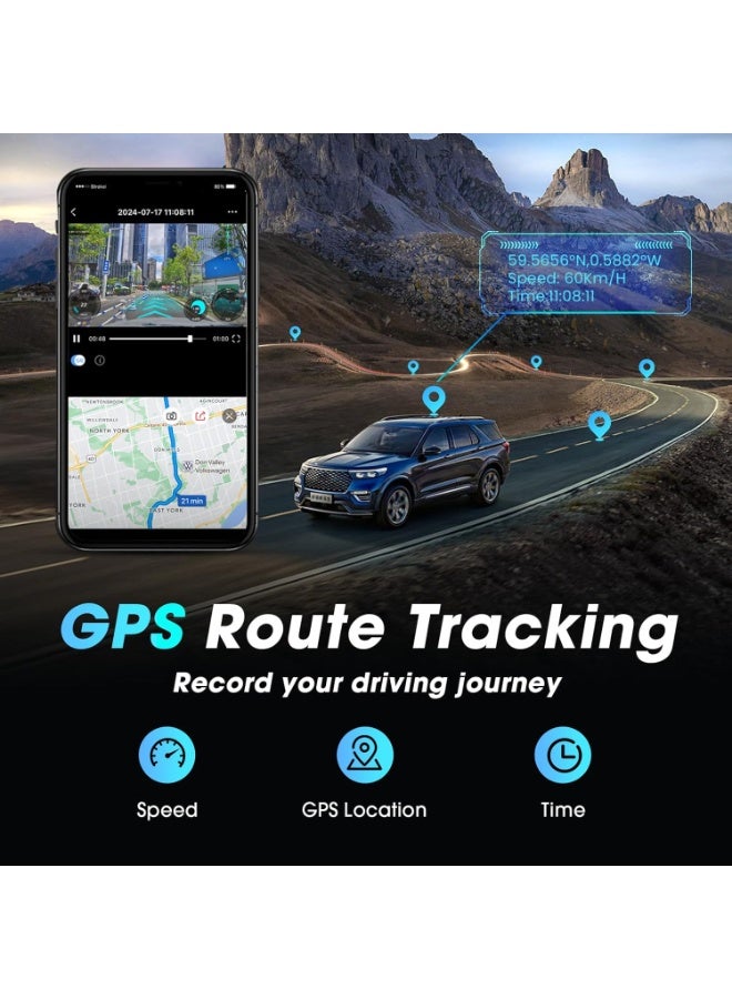 DDPAI Z60 4G Dash Cam for Cars Front and Rear, 4K+1080P Remote Monitor Dashcam, Cloud Storage, up to 15MB/s 5GHz WiFi6 Car Dash Camera, 3" IPS with 32G eMMC GPS Night Vision 24H Parking Monitor - Image 3