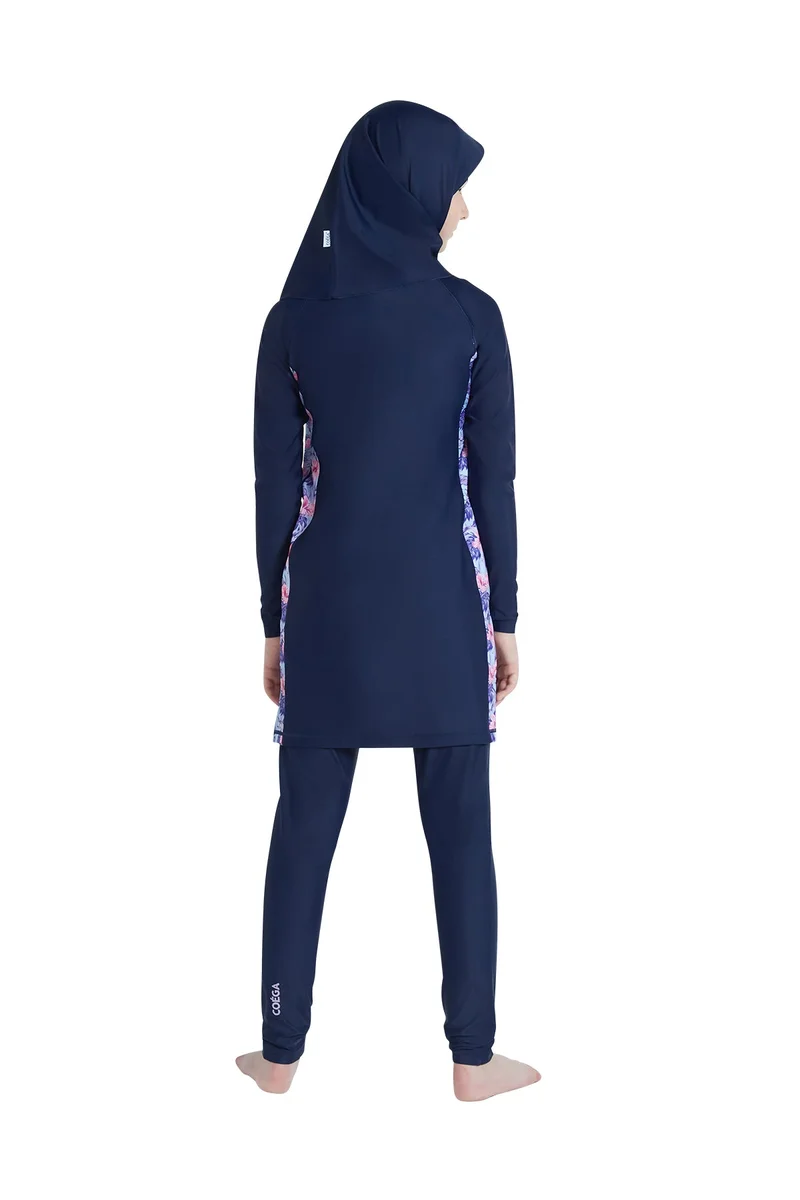 COEGA SUNWEAR COEGA Girls Youth Modest Three-piece Swim Set - Navy Pink Tropical