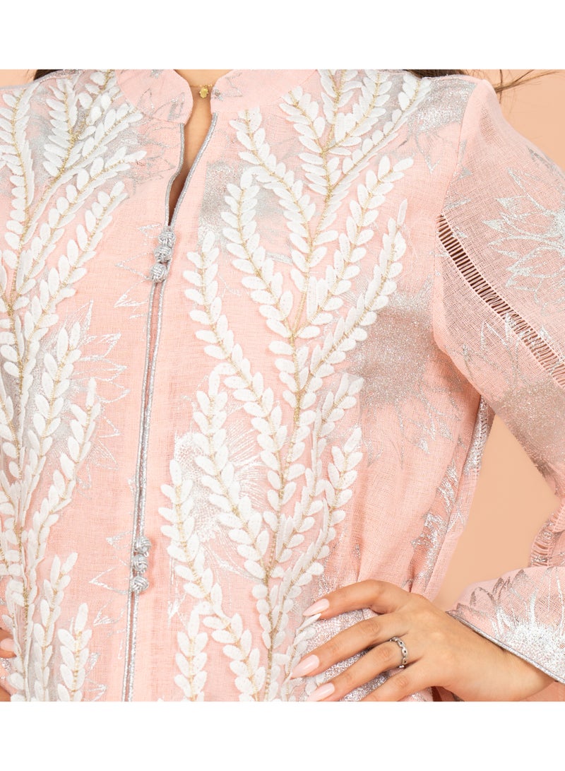 IKKXA Luxury Foil Leaf Prints Elegant Jalabiya - Image 2