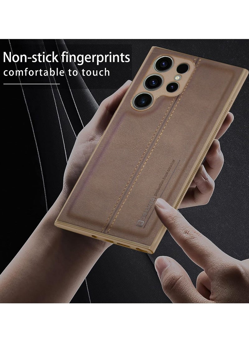 OMAKER Luxury PU Leather Shockproof Case Cover For Samsung Galaxy S23 Ultra 5G 2023 Brown  - Image 3
