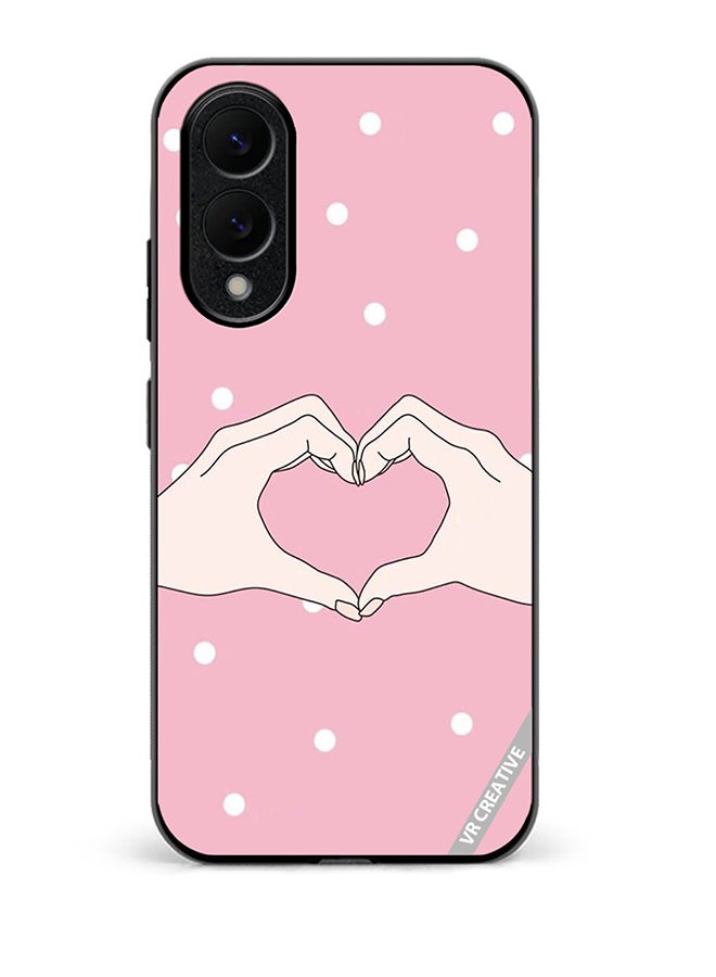 Protective Case Cover For Samsung Galaxy S25 Edge Hand Made Heart Pink Design Multicolour