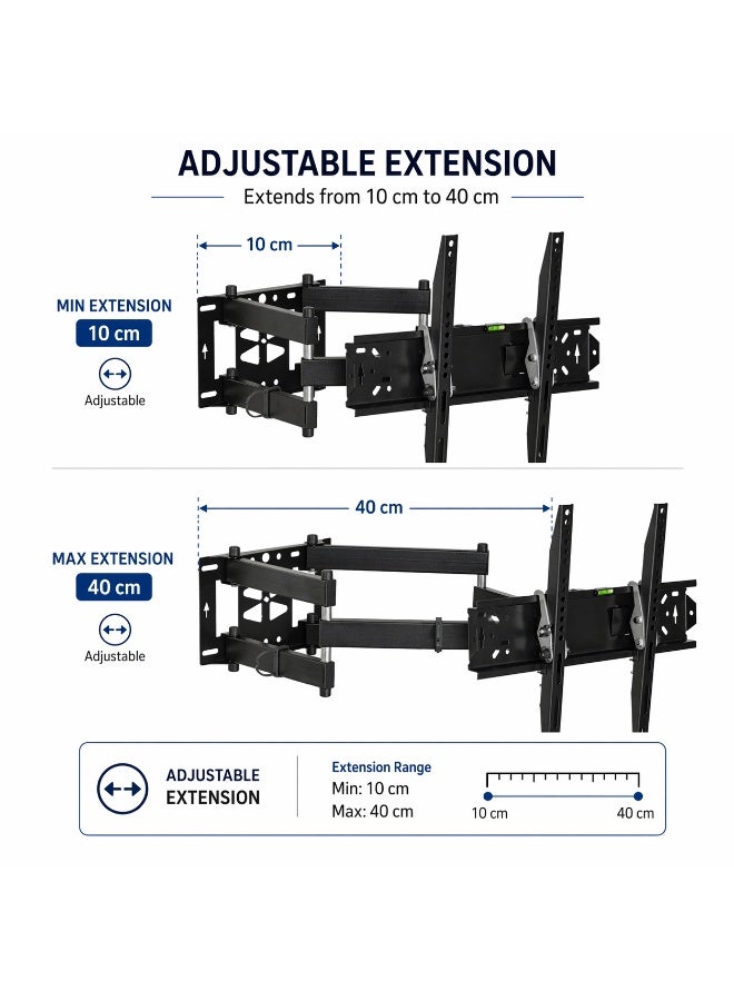 Vontech Full-Motion TV Wall Mount 55 to 98 Inch Articulating Swivel Arm Tilt & Extend VESA 400x400 LCD & LED Heavy Duty 30 kg Load (Black) - Image 5