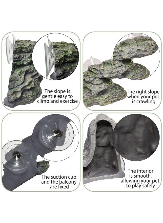 kathson Turtle Basking Platform Baby Tortoise Climbing Ramp Shale Reptiles Dock Resting Terrace Stone Aquarium Ornament Rock Landscaping Decoration for Frogs Newts (Medium Size:8.2”Lx3.3”Wx3.1”H) - Image 4