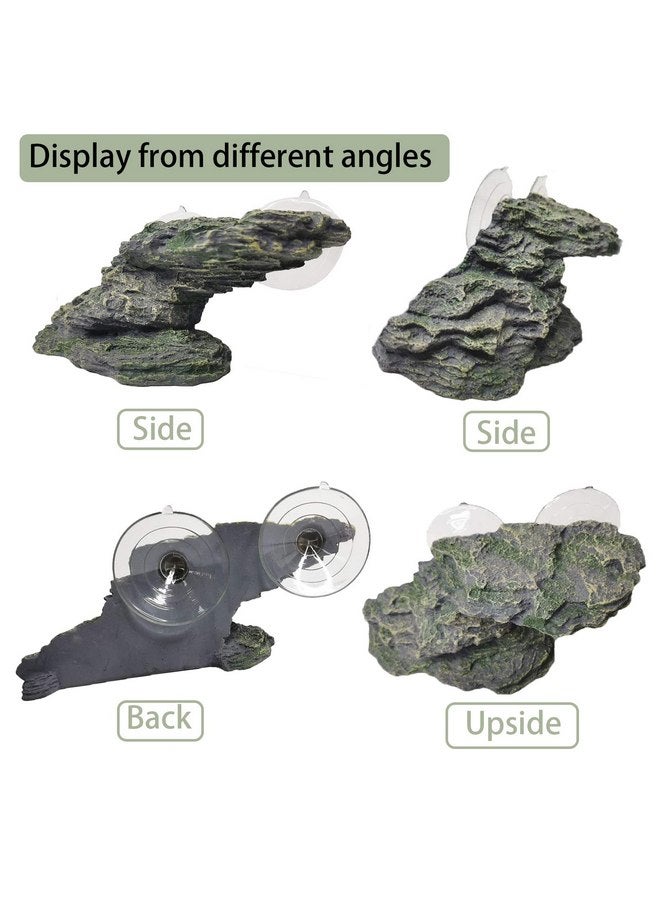 kathson Turtle Basking Platform Baby Tortoise Climbing Ramp Shale Reptiles Dock Resting Terrace Stone Aquarium Ornament Rock Landscaping Decoration for Frogs Newts (Medium Size:8.2”Lx3.3”Wx3.1”H) - Image 3