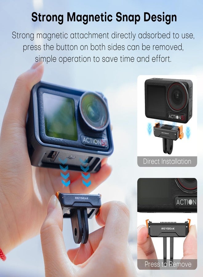 REYGEAK Magnetic Holder Quick Change Adapter Mount Compatibility Osmo Action 5 Pro/Osmo Action 4/Osmo Action 3, Better than the Original Magnetic Adapter Mount (Pack of 1) - Image 2