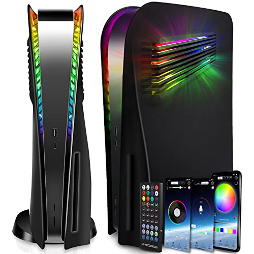 SIKEMAY Console Plates Compatible with PS5 with Vent and RGB LED Light Strip Accessories, 400+ Effects LED Light Ring Console Cover for PlayStation 5 Side Plates Hard Shockproof Anti-Scratch Shell - Image 1