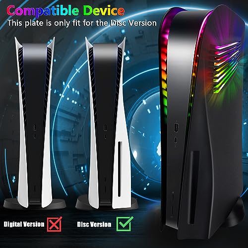 SIKEMAY Console Plates Compatible with PS5 with Vent and RGB LED Light Strip Accessories, 400+ Effects LED Light Ring Console Cover for PlayStation 5 Side Plates Hard Shockproof Anti-Scratch Shell - Image 5
