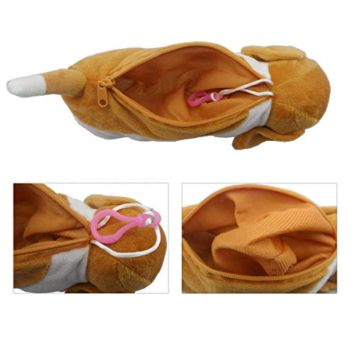 enyuwlcm Plush Animal Stationery Cartoon Cute and Dog Pencil Case for Teen Girls and Cosmetic Bag 1 Pack Color Brown White - Image 5