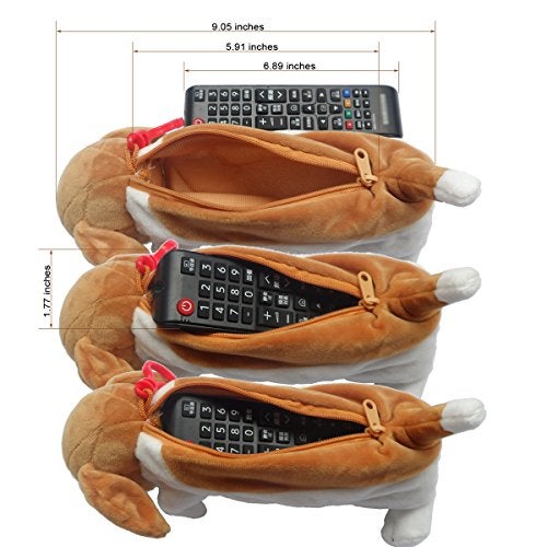 enyuwlcm Plush Animal Stationery Cartoon Cute and Dog Pencil Case for Teen Girls and Cosmetic Bag 1 Pack Color Brown White - Image 3