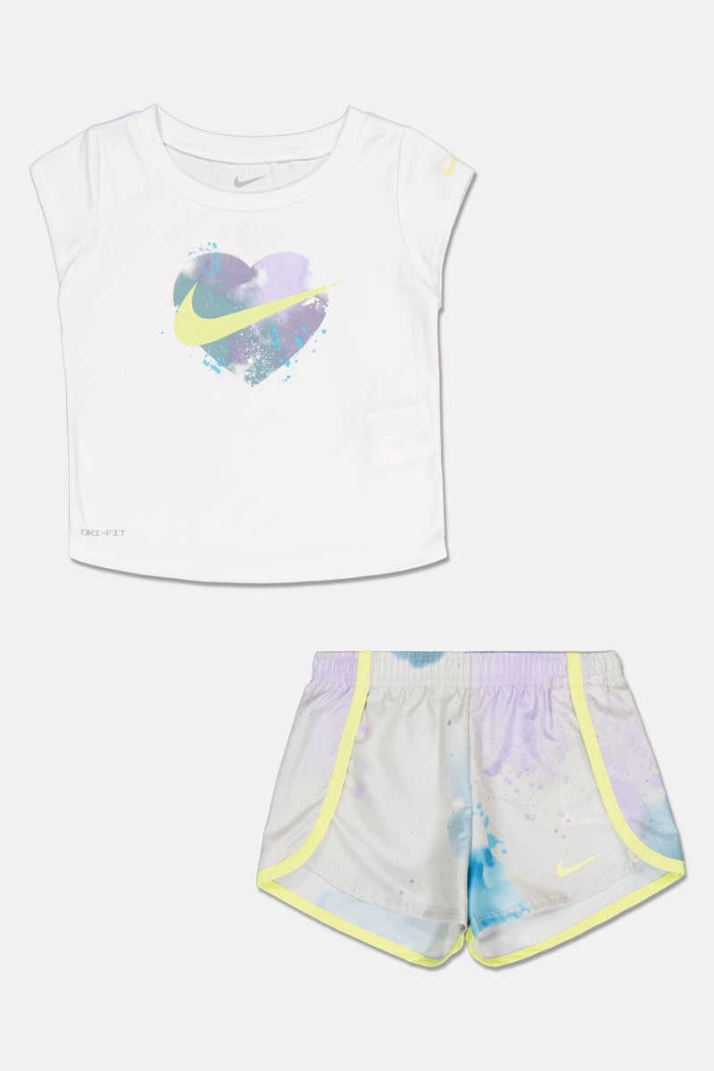 Nike Toddlers Girl 2 Pcs Brand Logo T-shirt And Shorts Set, Multicolor - Image 3
