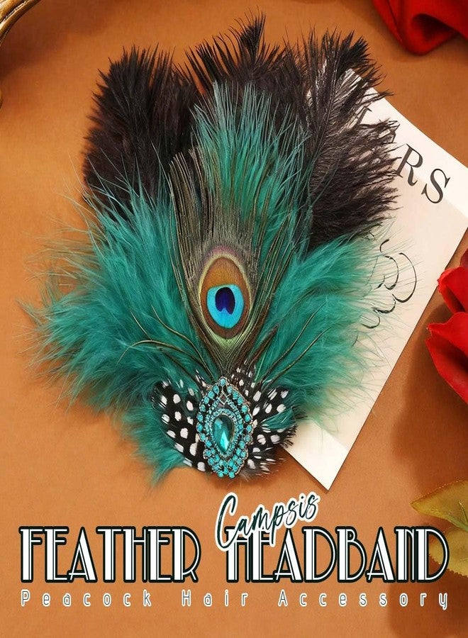 Campsis Peacock Feather Hair Clips, 1920s Fascinator Headpiece, Green Gatsby Hair Accessories for Women - Image 5