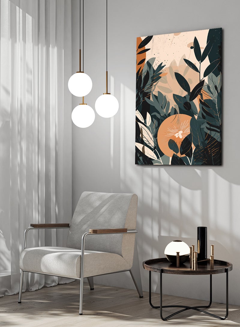 لوحة كانفاس على إطار خشبي بتصميم أوراق الزهور - Image 3