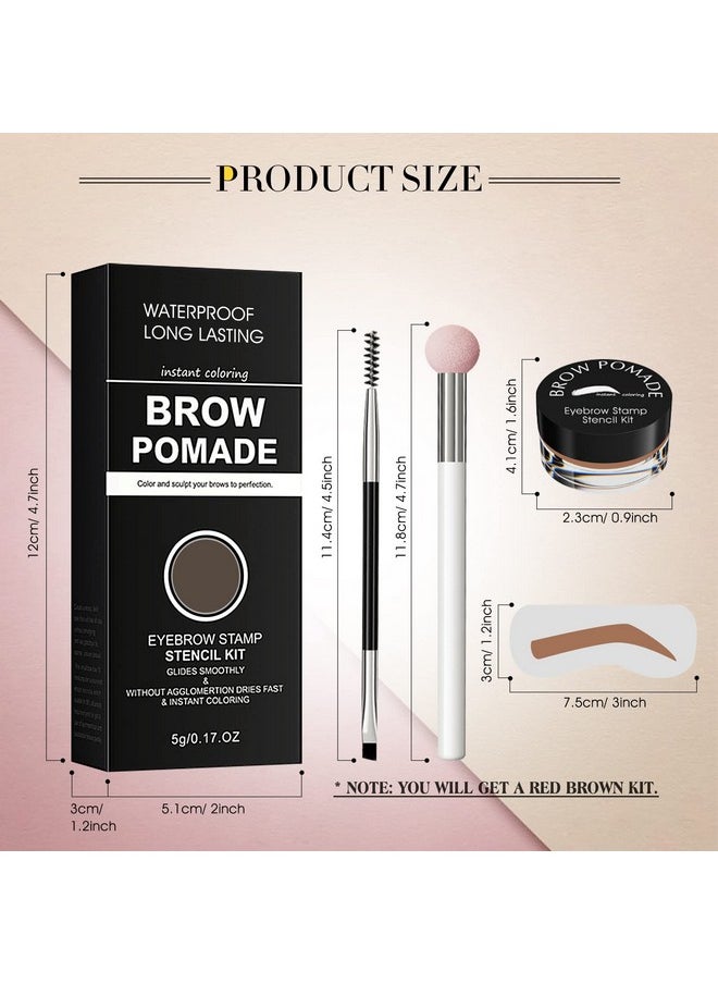 LSxia Eyebrow Stamp Stencil Kit For Waterproof Eyebrows Makeup Eyebrow Stamp Kit With Sponge Applicator 10 Eyebrow Stencils Dual Ended Brow Brush Waterproof Eyebrow Pomade (Red Brown)  - Image 3