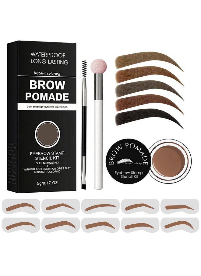 LSxia Eyebrow Stamp Stencil Kit For Waterproof Eyebrows Makeup Eyebrow Stamp Kit With Sponge Applicator 10 Eyebrow Stencils Dual Ended Brow Brush Waterproof Eyebrow Pomade (Red Brown)  - Image 2