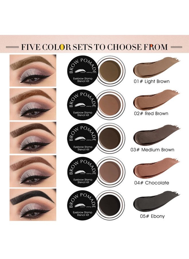 LSxia Eyebrow Stamp Stencil Kit For Waterproof Eyebrows Makeup Eyebrow Stamp Kit With Sponge Applicator 10 Eyebrow Stencils Dual Ended Brow Brush Waterproof Eyebrow Pomade (Red Brown)  - Image 4