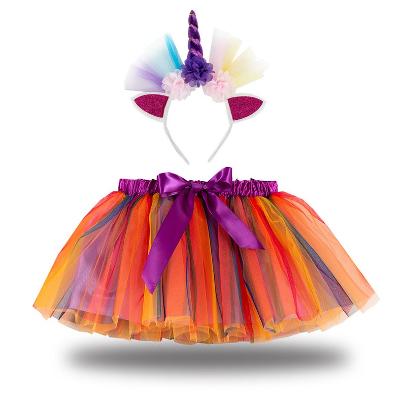 2024 Kids Tutu Skirt with Star Moon Veil and Headwear RS021 purple tie yarn buckle 
