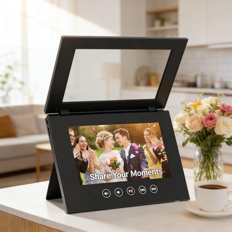 بطاقة تهنئة إلكترونية مع تشغيل عالي الدقة 720P، شاشة LCD ملونة، تصميم مخصص للشركات والذكرى السنوية للزواج - رسائل فيديو مخصصة، تصميم مضغوط للترويج والاحتفالات (5 بوصة) - Image 3