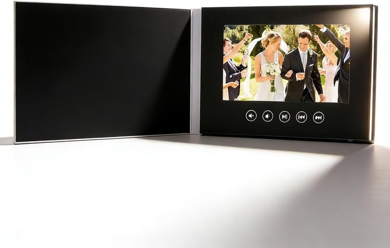 بطاقة تهنئة إلكترونية مع تشغيل عالي الدقة 720P، شاشة LCD ملونة، تصميم مخصص للشركات والذكرى السنوية للزواج - رسائل فيديو مخصصة، تصميم مضغوط للترويج والاحتفالات (5 بوصة) - Image 1