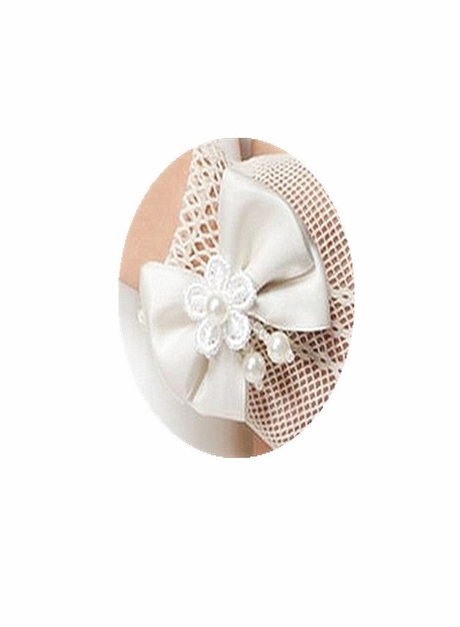 DreamHigh Wedding Flower Girls Mittens Pearl Bow Tie Fish Net Gloves- White - Image 4