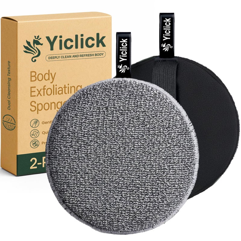 Yiclick Exfoliating Body Scrubber,Bath and Body Scrub BufferShower Loofah, Exfoliating Washcloth, loofah Sponge, Bath Sponges (2 Pack) - Image 1