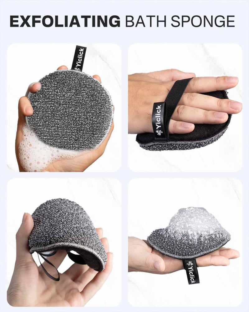 Yiclick Exfoliating Body Scrubber,Bath and Body Scrub BufferShower Loofah, Exfoliating Washcloth, loofah Sponge, Bath Sponges (2 Pack) - Image 3