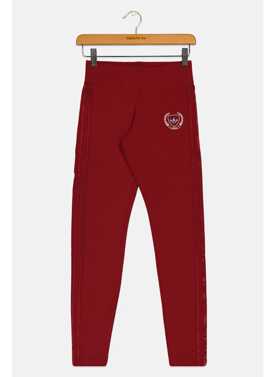 adidas Originals Kids Girl Sportswear Training Leggings, Maroon  - Image 1