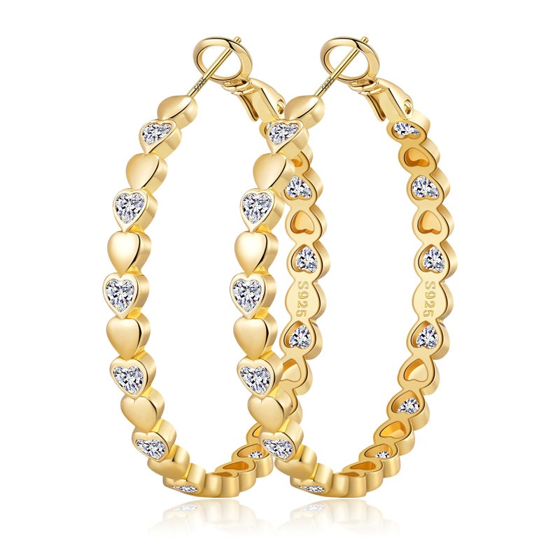 OOOPEL Gold Hoops Earrings for Women Sparkling 14k Gold Plated Rhinestone Hoop Earring for Womens Cubic Zirconia Jewelry Gift Large Hoop Earrings for Women - Image 1