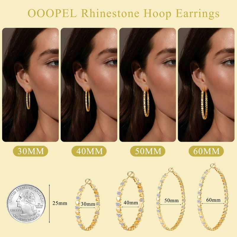 OOOPEL Gold Hoops Earrings for Women Sparkling 14k Gold Plated Rhinestone Hoop Earring for Womens Cubic Zirconia Jewelry Gift Large Hoop Earrings for Women - Image 5