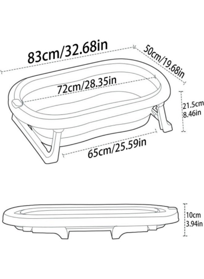 Baby Foldable Bath Tub, with Bathmat Cushion,Thermometer,Water ladle, Collapsible Portable Baby Bathtub with Drain Hole,Pink