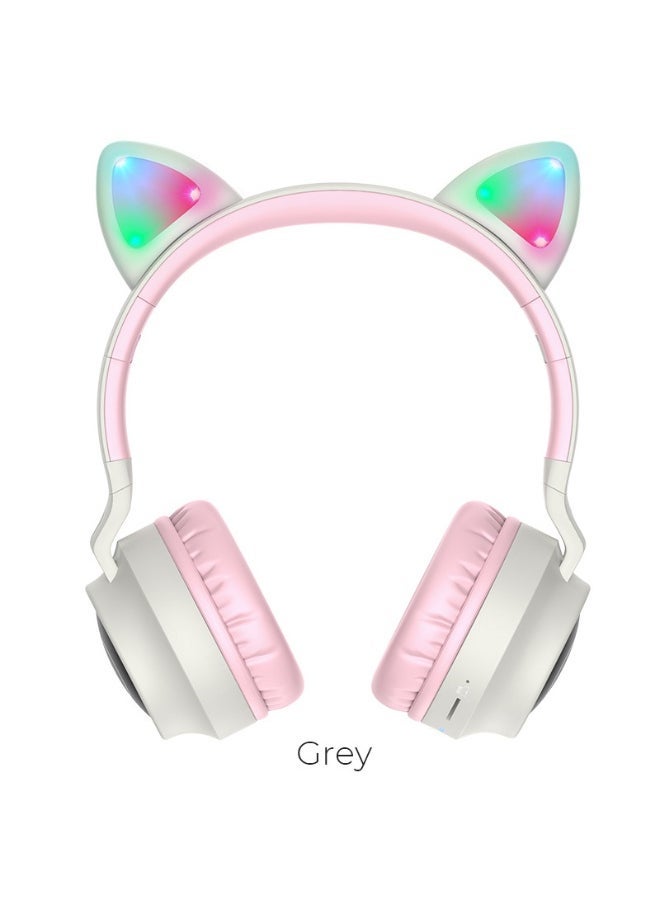Hoco W27 Bluetooth 5.0 Wireless Cat Ear Headphones with LED Lights, TF Card Slot, AUX Input, Built-in Mic & Foldable Design – Over-Ear Kids & Adult Headset with Stereo Sound, Long Battery Life, Adjustable Headband – Ideal for Travel, Gaming & Gifting  - Image 1
