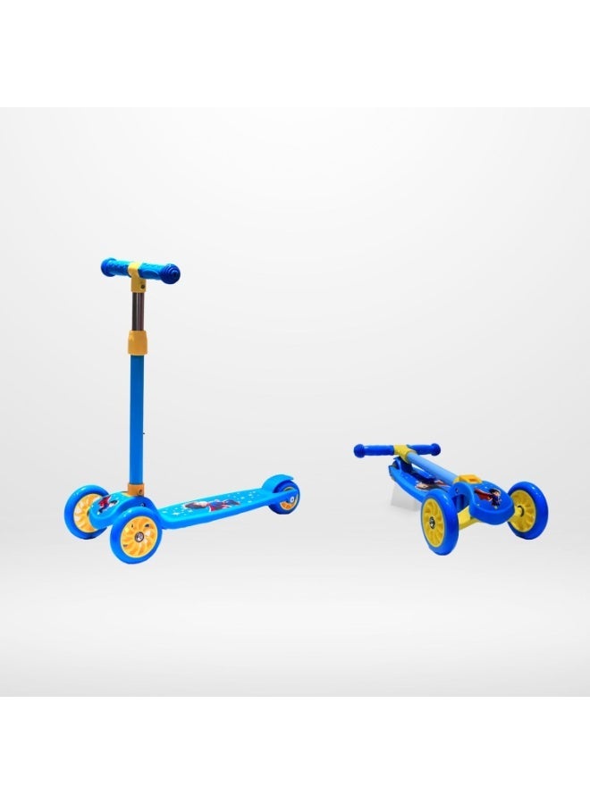 Bey Bee BeyBee Superhero Lightweight Foldable Kick Scooter for Kids|Skate Scooter with 4 Level Height Adjustment|Wide Deck for Easy Balance|PVC Coated Scratchproof Wheels|Max User Weight - 50 Kg (Blue) - Image 1