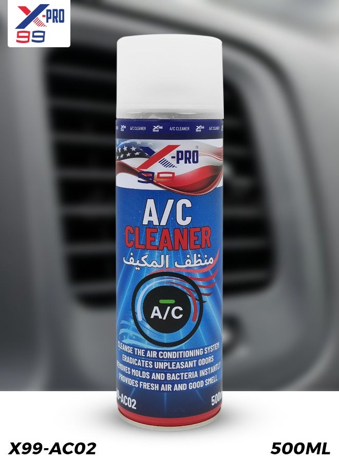 X-PRO 99 Car A/C Cleaner Spray 500ml  Automotive Air Conditioner Cleaning Foam  AC Vent Cleaning Spray for Cars Removes Bad Odor, Dust & Bacteria  Car Air Freshener & AC System Cleaner Model  X99-AC02 - Image 1