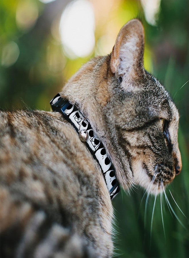 Buckle Down Cat Collar Breakaway Nightmare Before Christmas 7 Jack Expressions Black White 8 to 12 Inches 0.5 Inch Wide - Image 2