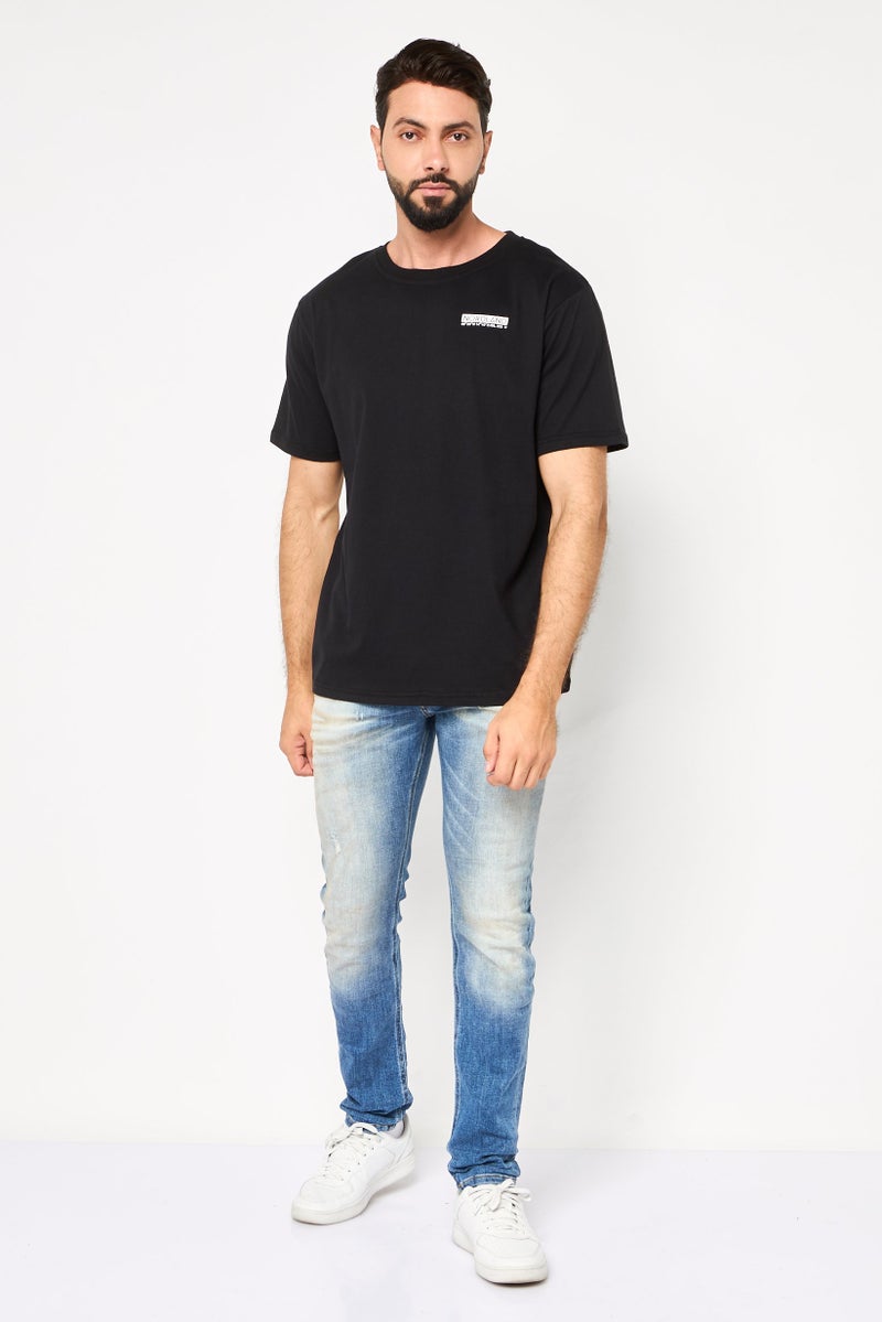 Nordland تي شيرت قصير الأكمام للرجال بتصميم عادي مع شعار العلامة التجارية، أسود - Image 2