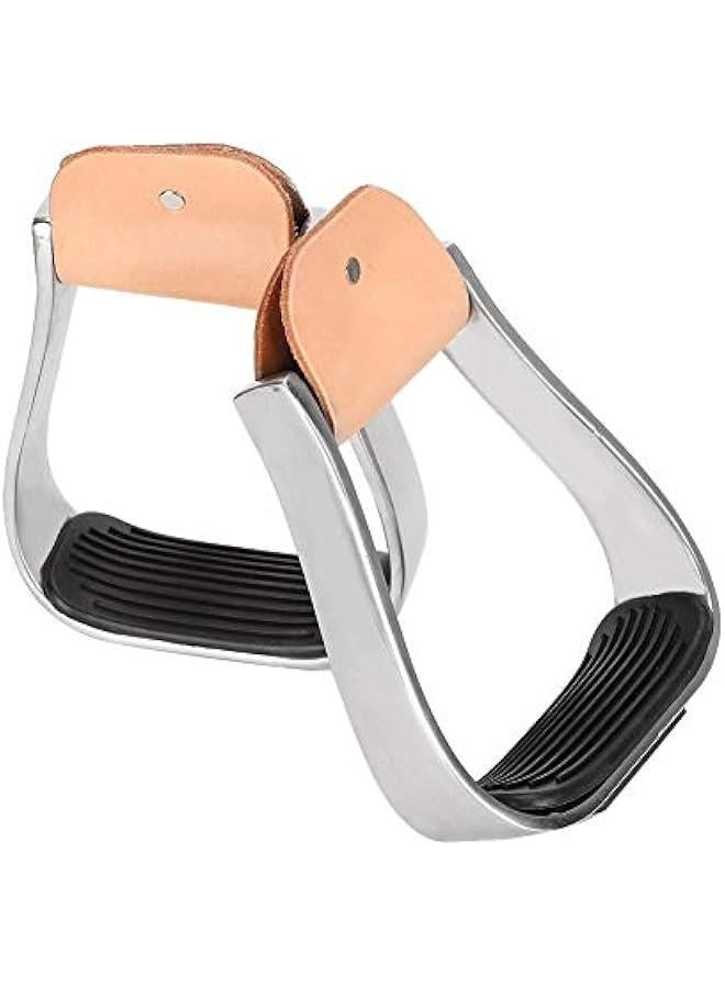 Aluminum Horse Stirrups, Stirrups for Saddle Western with Tack Overshoe Design, Overshoe Safety Horse Stirrup with Rubber Anti-Slip Foot Mat - Image 2