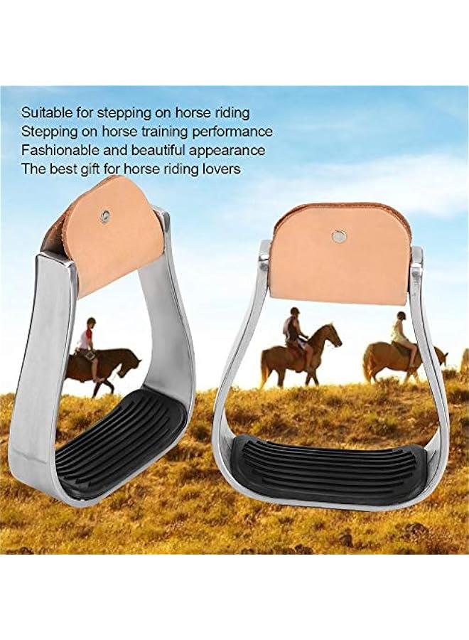 Aluminum Horse Stirrups, Stirrups for Saddle Western with Tack Overshoe Design, Overshoe Safety Horse Stirrup with Rubber Anti-Slip Foot Mat - Image 5