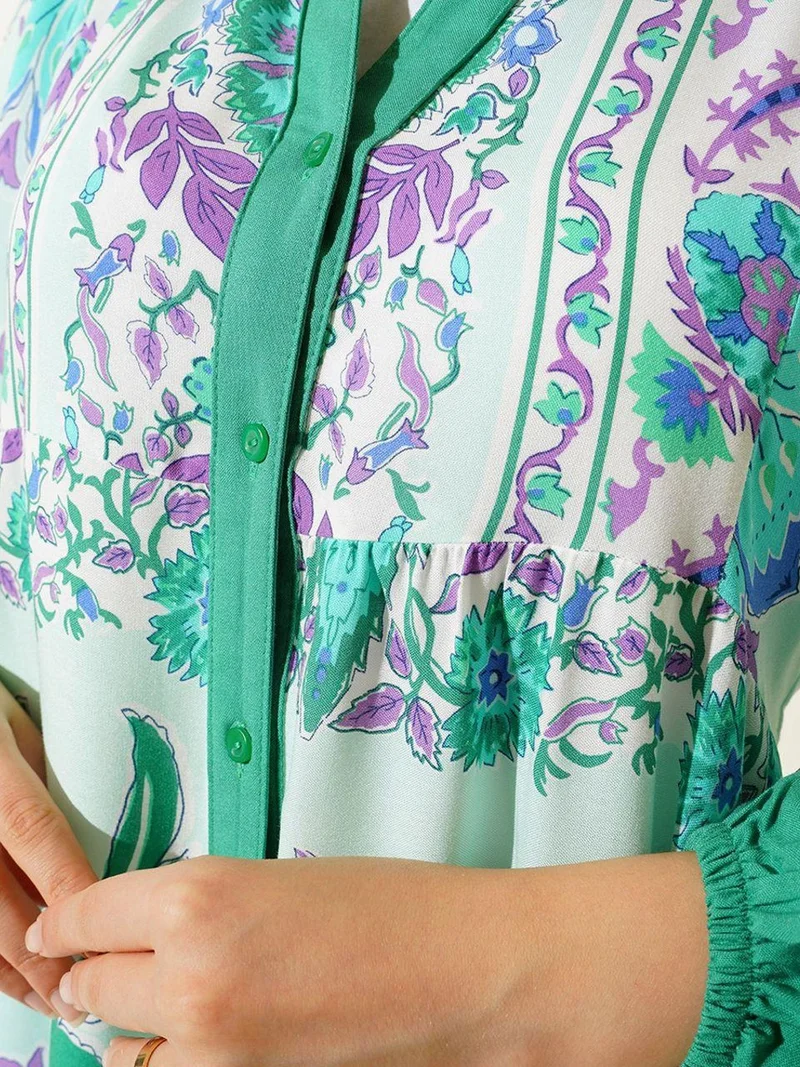 Big Dart Mint Green BDART Printed V-Neck Maxi Dress for Women | Best Price UAE