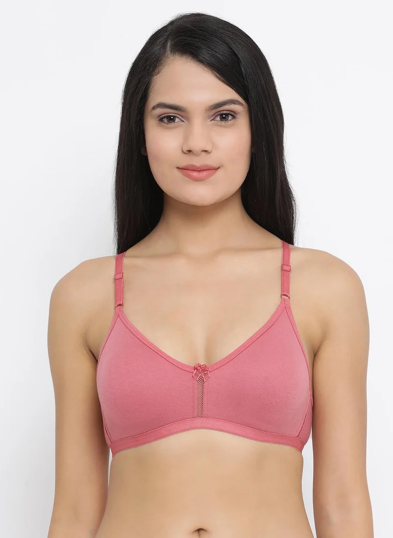 كلوفيا Clovia Pack of 2 Smoothie Non-Padded Non-Wired Full Coverage Bra in Dusty Pink || Powedered Blue - Cotton Rich