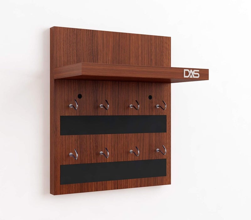 DAS DAS Wall Mounted Home Dcor Key Chain HolderKey Hooks Organizer with Wall Shelf Display Rack Classic Walnut 8 Hooks Larose  - Image 3
