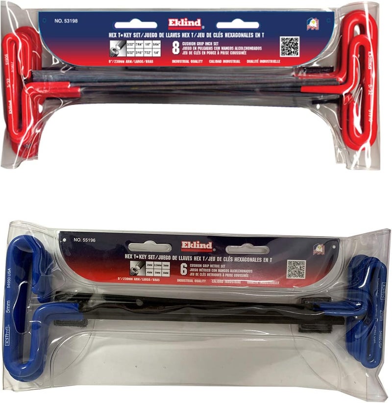 Eklind Tool Eklind 50914 Cushion Grip Hex T-Key Set 14 Piece Set - INCH/MM, 9 inch arm - Image 5