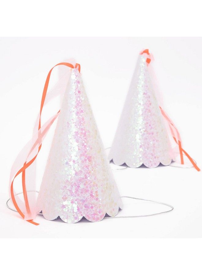 Meri Meri Magical Princess Party Hats  Pack Of 8  Pink & Neon Coral Tassels With Scallop Edge - Image 4