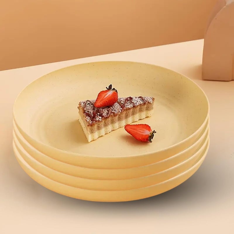 KitchEase 9 Wheat Straw Round Dinner Plate EcoFriendly Lightweight Unbreakable Microwave Dishwasher Safe Food Dish Steak Plate Serving Tray for Kitchen Restaurant Parties Gifting - Image 1